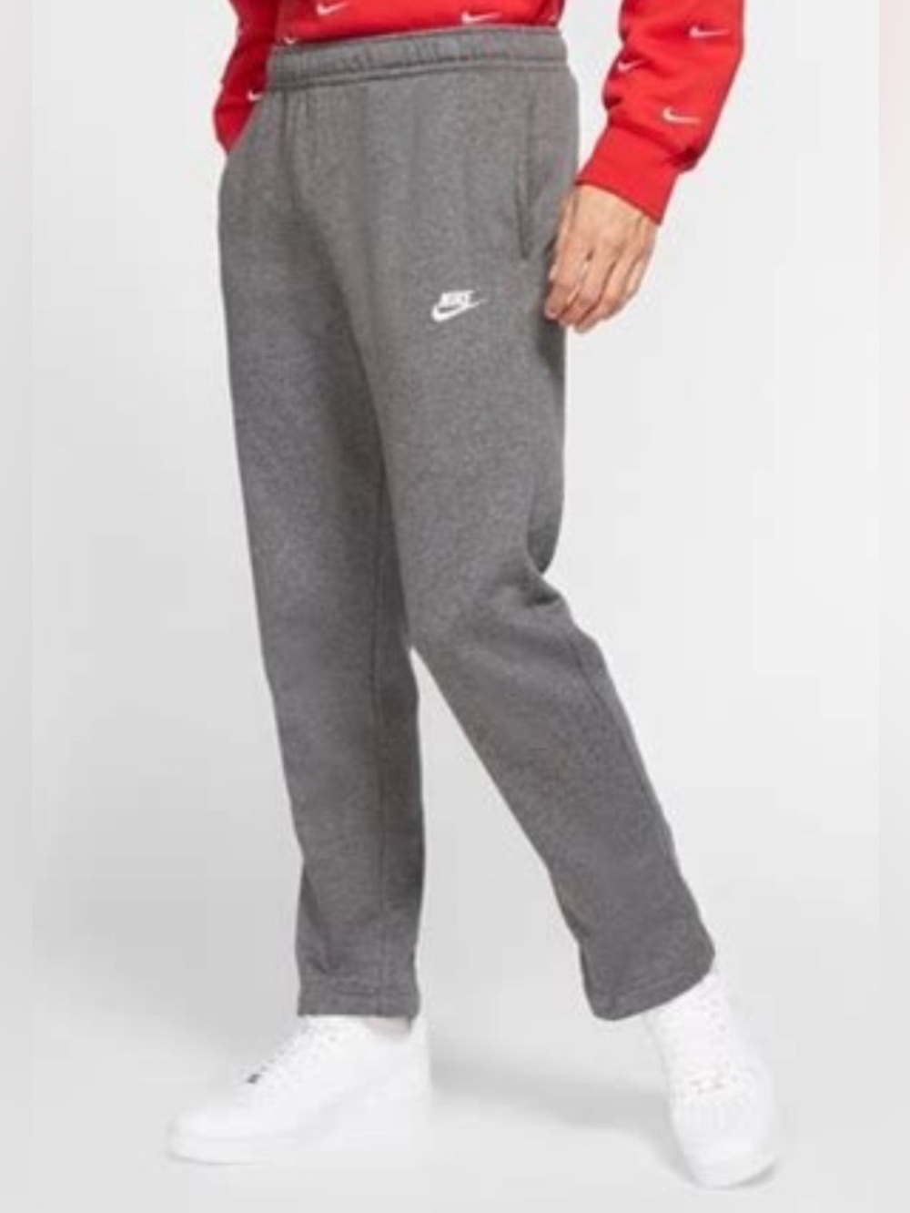 Nike Sportswear Men’s Sz M Charcoal Heather Club Fleece Open Hem Athletic Pants